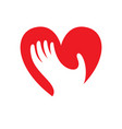 heart with hand symbol sign icon logo template vector image vector image