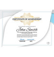 official white certificate with grey blue design vector image vector image