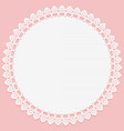 round white napkin with lace on edge pink vector image