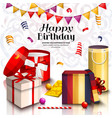 happy birthday greeting card pile of colorful vector image