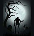 silhouette a scary zombie in old cemetery vector image