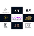 set collection initial letters ar logo design vector image