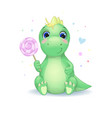 cute little dinosaur with candy vector image