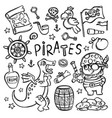 pirate and dino monochrome clipart vector image