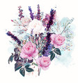 beautiful rose and lavender flowers in watercolor vector image vector image