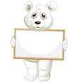 blank sign template with cute polar bear on white vector image