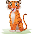 Cartoon funny little tiger sitting Royalty Free Vector Image