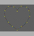 christmas lights string valentines day heart shape vector image vector image