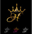 golden monogram initial crown letter h vector image vector image