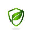 green leaf shield ecology protection logo vector image vector image