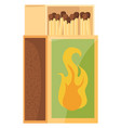 match sticks in open paper box cartoon icon vector image vector image