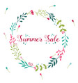 summer sale floral wreath with hand drawn elements vector image
