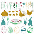 happy easter collection with funny elements vector image