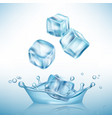 ice splashes cube freeze water puddles vector image