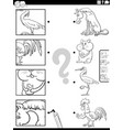 match cartoon animals and clippings game coloring vector image