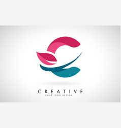 C letter logo design with pink circle and green Vector Image