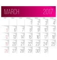 march 2017 calendar template vector image