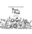 roses and spring flowers graphic drawing vector image
