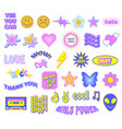 trendy y2k stickers cute girly patches butterfly vector image vector image