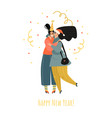 two cute girls are celebrating new year vector image vector image