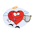 red heart angel character flying with a lyre vector image