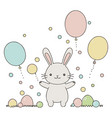 cute easter bunny with eggs and balloon design vector image