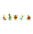 funny fruits wearing superhero cloak set vector image