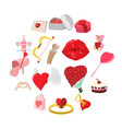 love cartoon icons set vector image