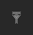 monogram initials ty yt letters logo design vector image vector image