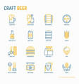 craft beer thin line icons set vector image