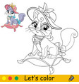 cartoon cat in the hat coloring book page vector image