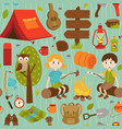 seamless pattern with camping elements vector image