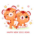 happy new 2022 year greeting card with cute vector image