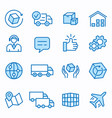 logistics flat line icon set vector image