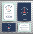 nautical wedding invitation and rsvp card template vector image