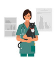 veterinarian holding a cat in his arms vector image vector image