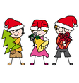 children dressed as santa claus vector image