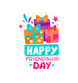 happy friendship day logo template three colorful vector image