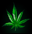 Black cannabis leaf silhouette with green neon Vector Image