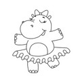 hand drawn line cute hippo ballet dancer vector image