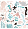 seamless pattern with undersea elements vector image