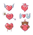 set elements for st valentines day in doodle vector image