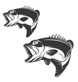 set of bass fish icons isolated on white vector image