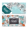 business doodle banner set vector image