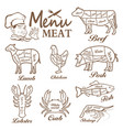 meat menu set of butcher shop labels vector image