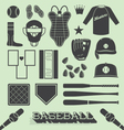 baseball objects and icons vector image vector image