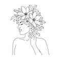 beautiful woman with flowers on head vector image