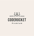 code rocket hipster vintage logo icon vector image
