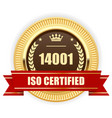 iso 14001 certified medal - environmental vector image vector image