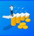 isometric concept of business analysis analytics vector image